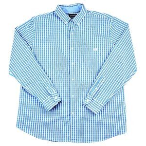 Men's Chaps XXL Easy-Care Long Sleeve Blue Button-Up Shirt - Classic Fit Poplin